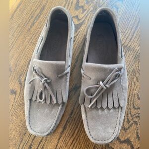 Tod's Men's Taupe Suede Tassel Loafers